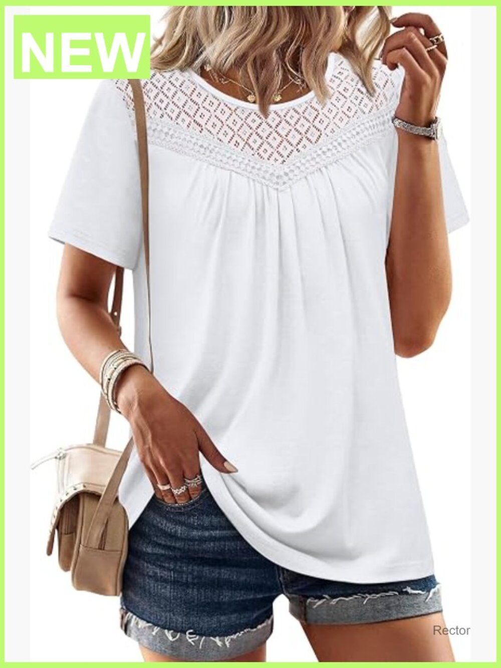 Women's tee, Short Sleeve, Lacey bodice top, size small
